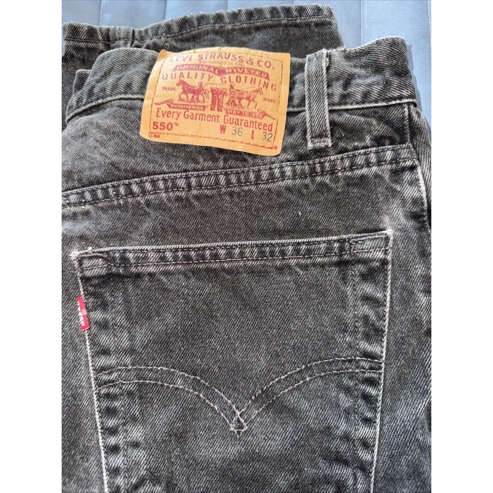 Vintage Levi's 550 Black Denim Jeans 36x32 Made in Mexico, 90s, Paper tag